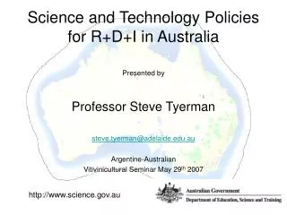 Science and Technology Policies for R+D+I in Australia