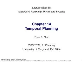 Chapter 14 Temporal Planning