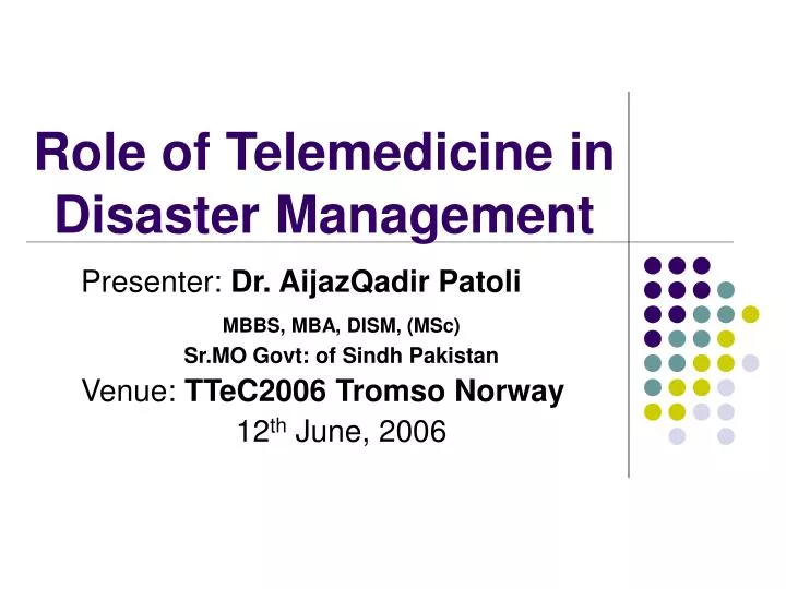 role of telemedicine in disaster management