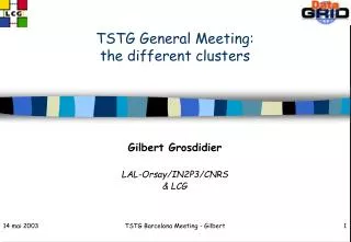 TSTG General Meeting: the different clusters