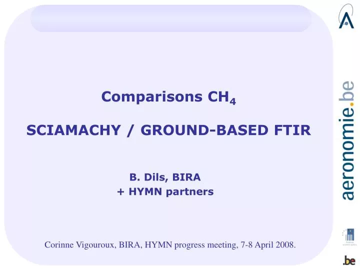 comparisons ch 4 sciamachy ground based ftir