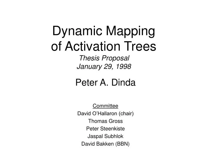 dynamic mapping of activation trees thesis proposal january 29 1998