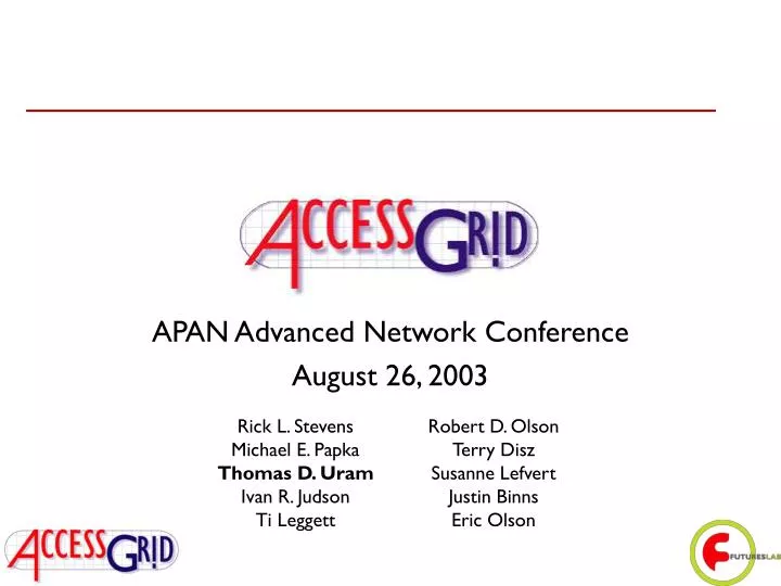 apan advanced network conference august 26 2003