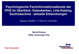 bernd preuss zpid universit t trier http www zpid de