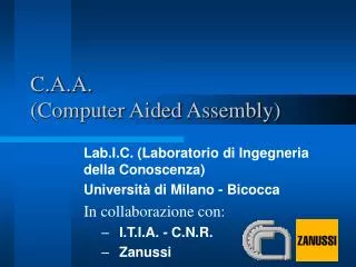 c a a computer aided assembly