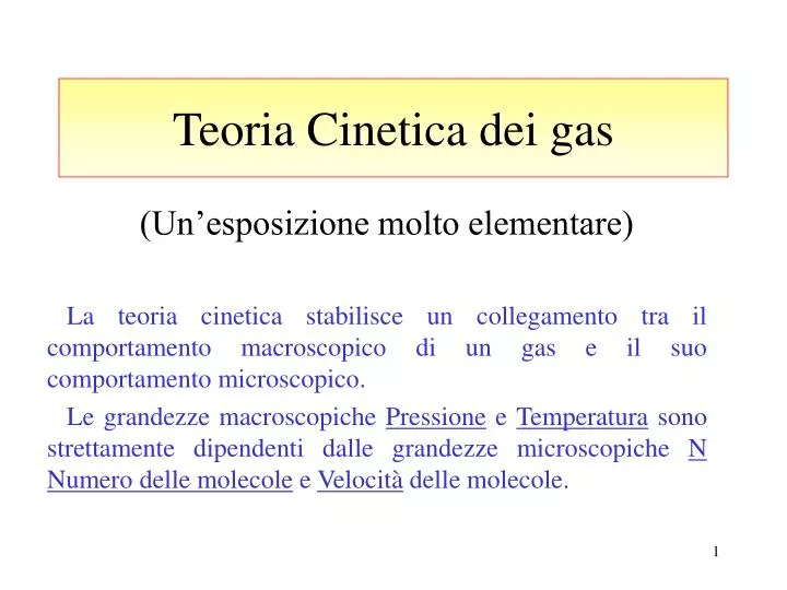 teoria cinetica dei gas