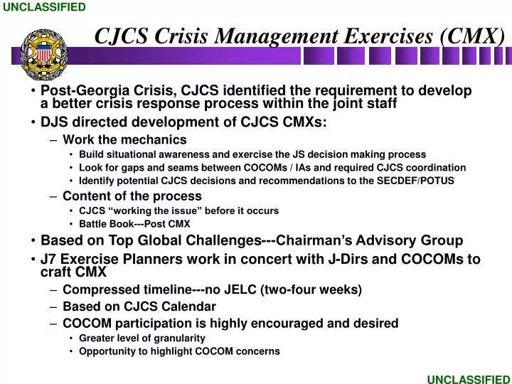 cjcs crisis management exercises cmx