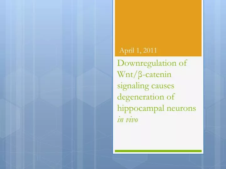 downregulation of wnt catenin signaling causes degeneration of hippocampal neurons in vivo