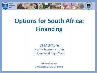 Options for South Africa: Financing