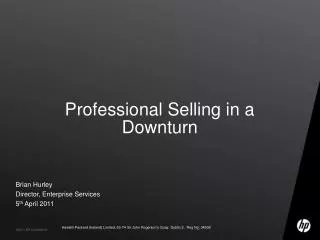 Professional Selling in a Downturn