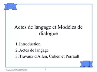 actes de langage et mod les de dialogue