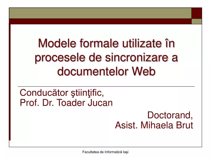 modele formale utilizate n procesele de sincronizare a documentelor web