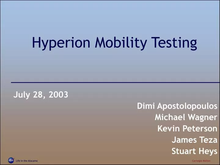 hyperion mobility testing
