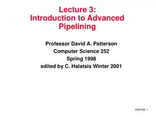 Lecture 3: Introduction to Advanced Pipelining