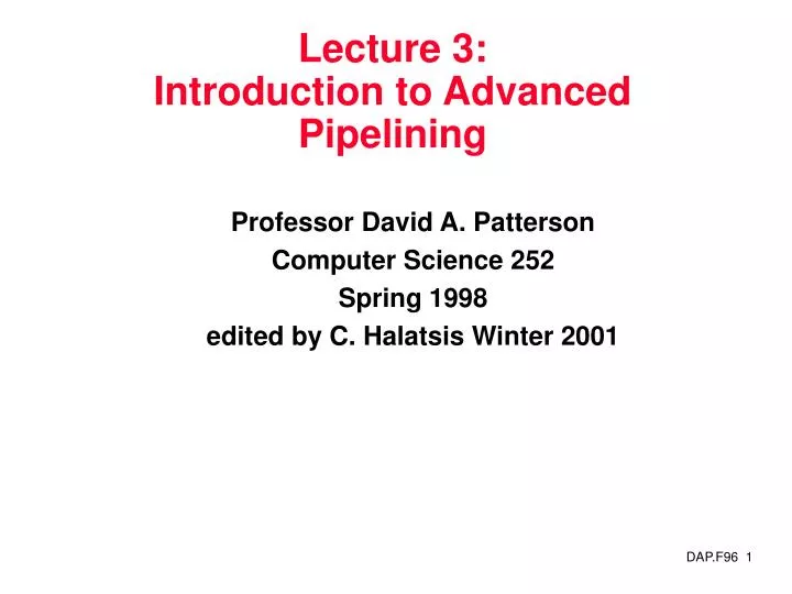 lecture 3 introduction to advanced pipelining