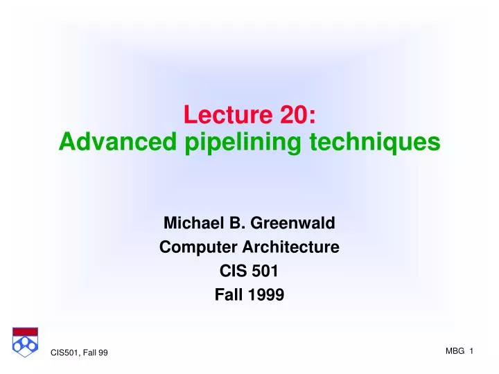 lecture 20 advanced pipelining techniques