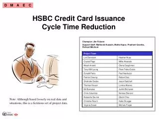 HSBC Credit Card Issuance Cycle Time Reduction