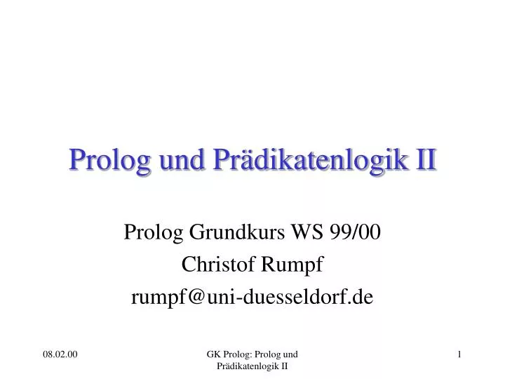 prolog und pr dikatenlogik ii