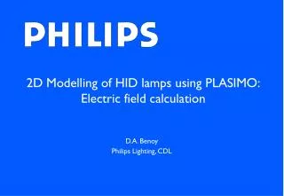 2D Modelling of HID lamps using PLASIMO: Electric field calculation