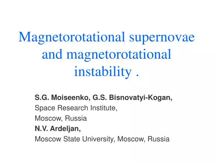 magnetorotational supernovae and magnetorotational instability