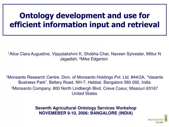 ontology development and use for efficient information input and retrieval