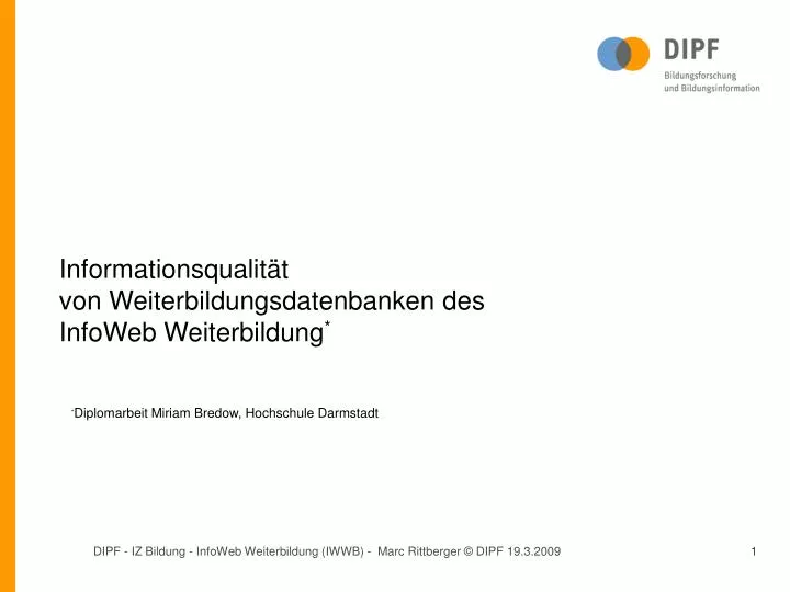 informationsqualit t von weiterbildungsdatenbanken des infoweb weiterbildung