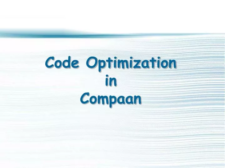 code optimization in compaan