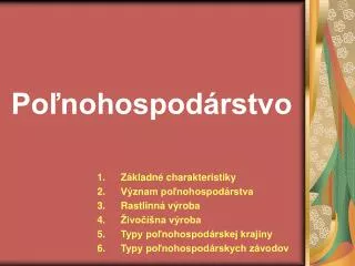 po nohospod rstvo
