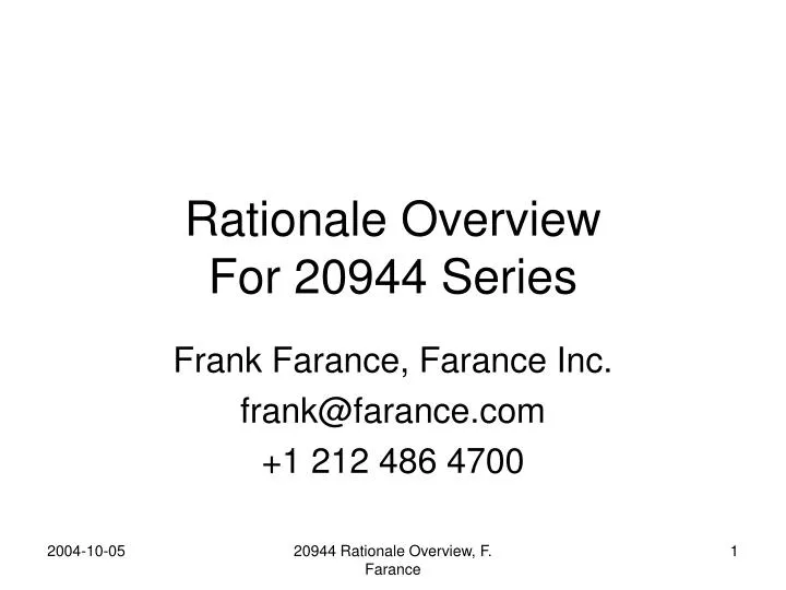 rationale overview for 20944 series