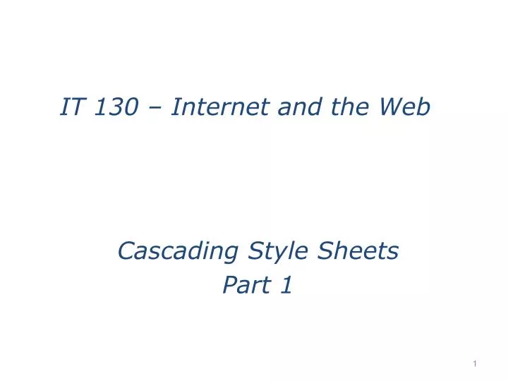 cascading style sheets part 1