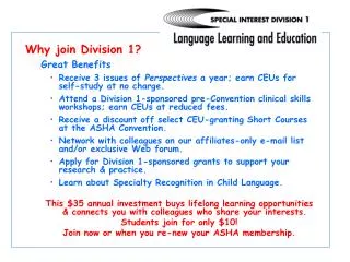 Why join Division 1? Great Benefits