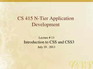 CS 415 N-Tier Application Development