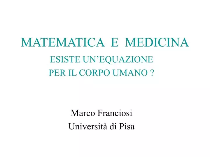 matematica e medicina