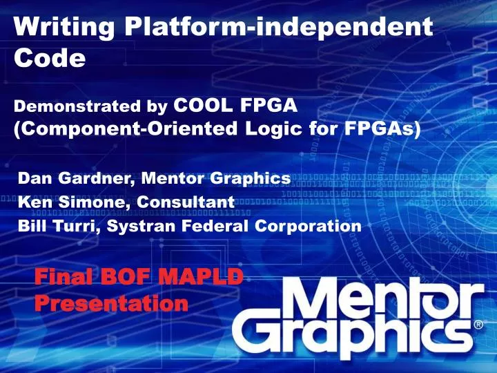 writing platform independent code demonstrated by cool fpga component oriented logic for fpgas