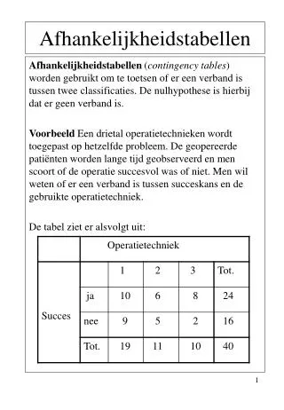 afhankelijkheidstabellen