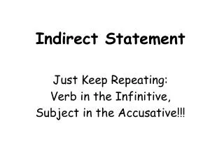 Indirect Statement Just Keep Repeating: Verb in the Infinitive, Subject in the Accusative!!!
