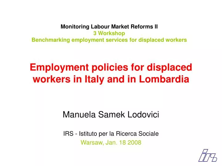 employment policies for displaced workers in italy and in lombardia