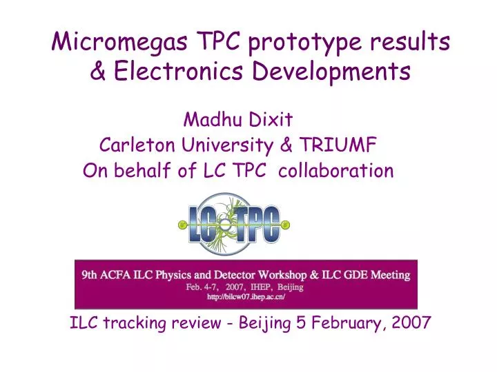 micromegas tpc prototype results electronics developments