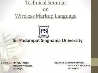 Technical Seminar on Wireless Markup Language