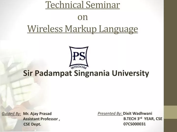 technical seminar on wireless markup language