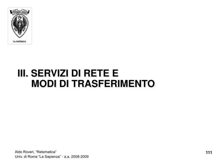 iii servizi di rete e modi di trasferimento