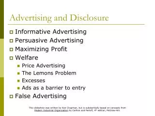 Advertising and Disclosure