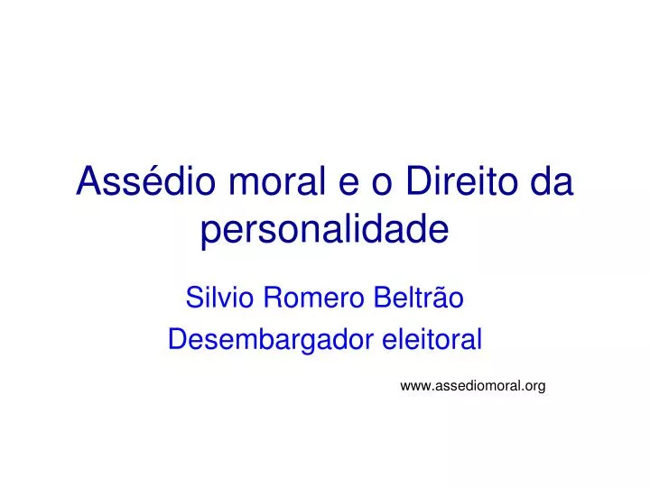 ass dio moral e o direito da personalidade