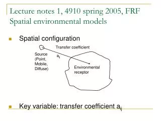 Lecture notes 1, 4910 spring 2005, FRF Spatial environmental models