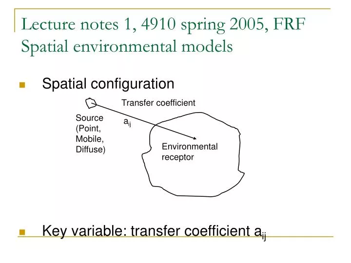 lecture notes 1 4910 spring 2005 frf spatial environmental models