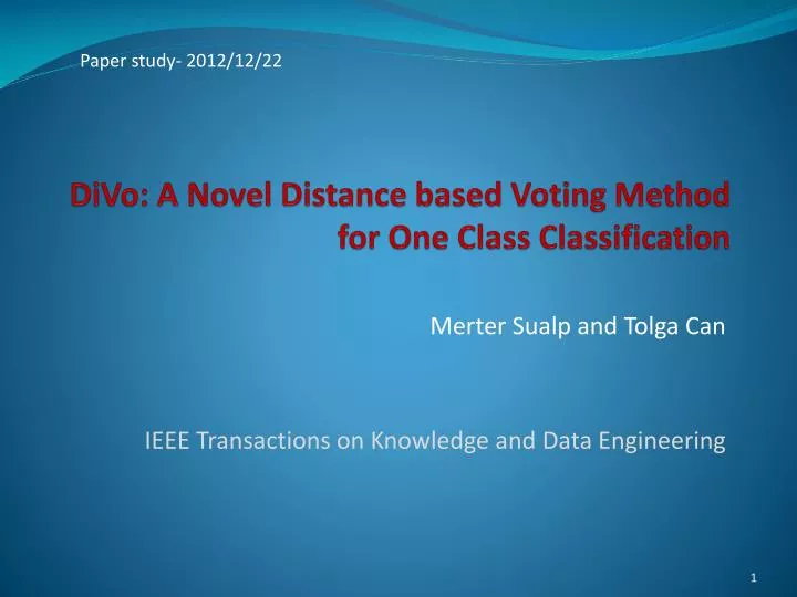 divo a novel distance based voting method for one class classification
