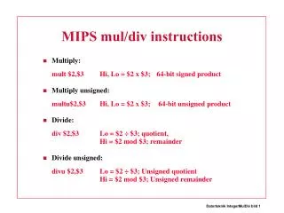 MIPS mul/div instructions