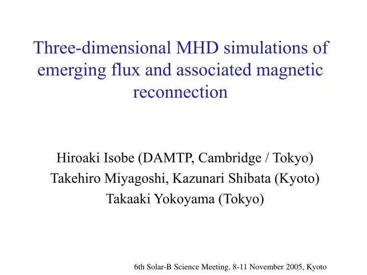 three dimensional mhd simulations of emerging flux and associated magnetic reconnection