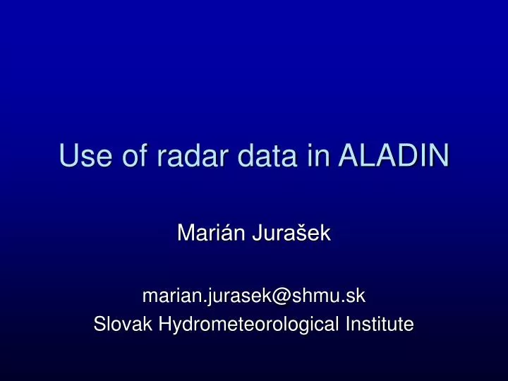 use of radar data in aladin