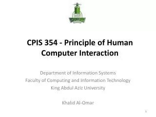 CPIS 354 - Principle of Human Computer Interaction